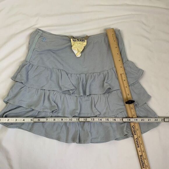 Vtg V2k Da-Nang 100% Silk Ruffle Mini Skirt M Baby Blue Fairy Grunge - Picture 6 of 8